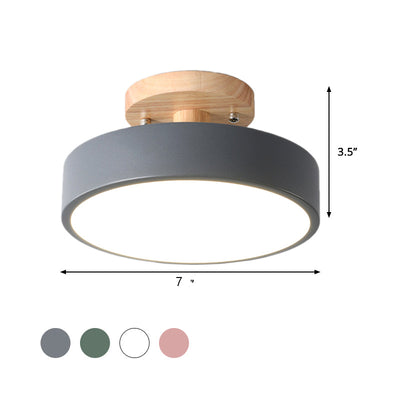 Scandinavian LED ceiling light with wood accent for hallway