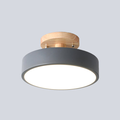 Scandinavian LED ceiling light with wood accent for hallway