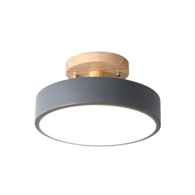 Scandinavian LED ceiling light with wood accent for hallway